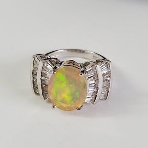Watch Video / Rare Sterling Silver 925 Opal Ring